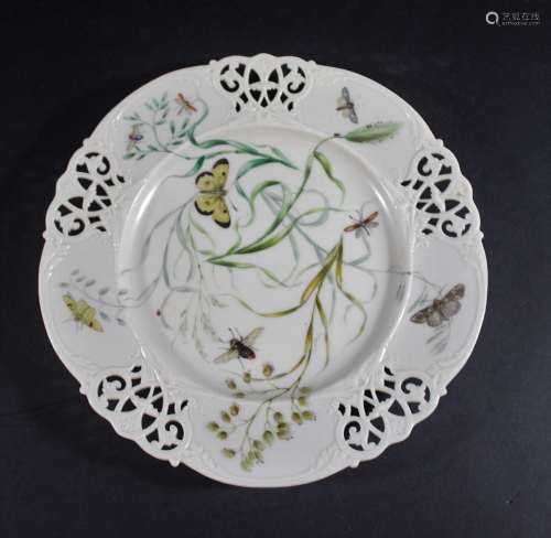 ROYAL WORCESTER CABINET PLATE - BUTTERFLIES circa 1860-1870,...