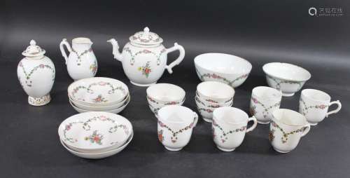CHINESE PART TEA SERVICE 18thc, each painted with sprays and...