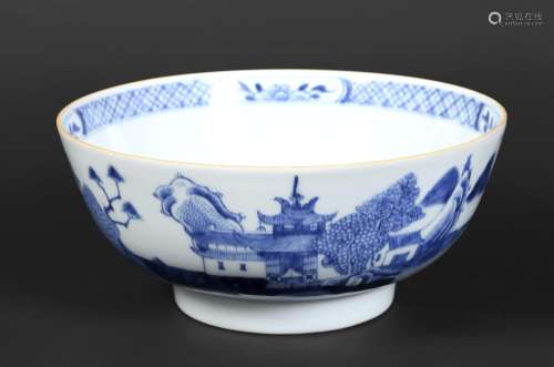 CHINESE PORCELAIN BLUE & WHITE BOWL 18thc, a large blue ...