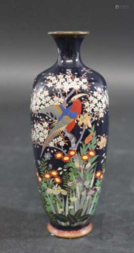 JAPANESE CLOISONNE VASE a small vase of narrow form, with a ...