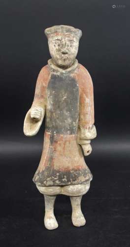 CHINESE HAN DYNASTY POTTERY FIGURE & CERTIFICATE a large...