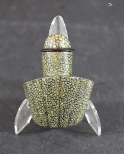 CHINESE SHAGREEN SNUFF BOTTLE & STOPPER an unusual snuff...