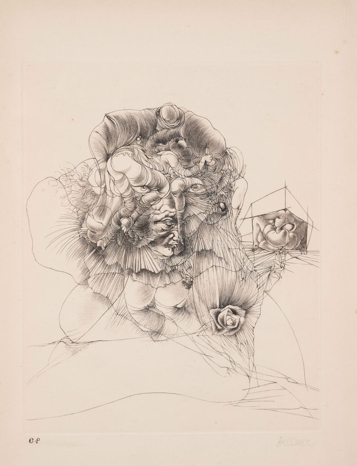 Hans BELLMER (1902-1975)Tête à la rose, 1965Gravure signée e 