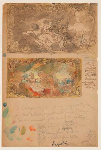 Louis ANQUETIN (1861-1932)Diane au bainEsquisses aquarellées...