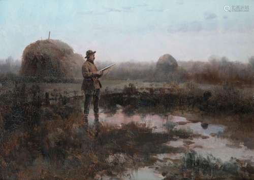 Czeslaw Boris JANKOWSKI (1862-1941)Le chasseurHuile sur cart...