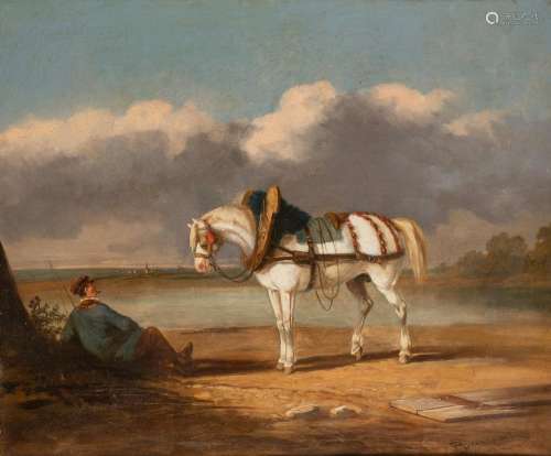 Jean Baptiste Adolphe BRONQUART (XIX)Cavalier et sa montureH...