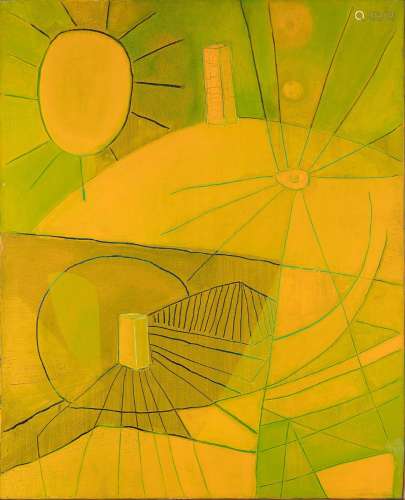 BETTINA (1937-2020)Soleil vert, 1966Huile sur toile signée, ...