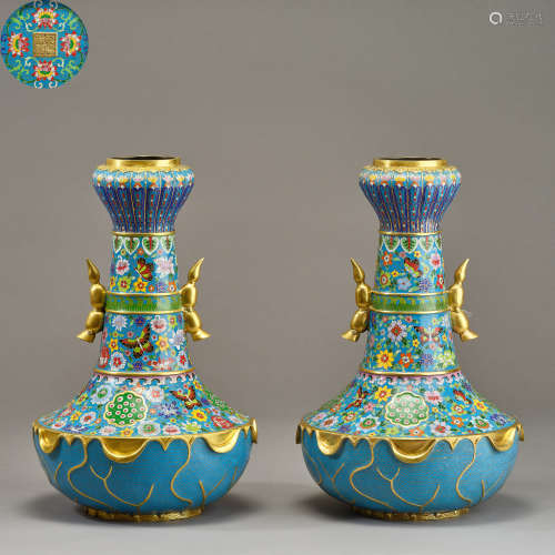 Qing Dynasty of China,Cloisonne Lotus Root Bottle