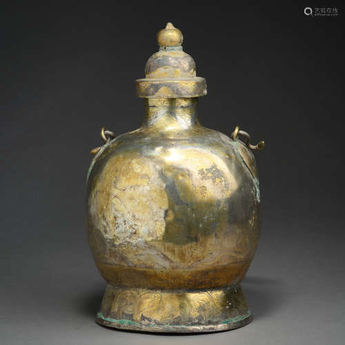 Liao Dynasty of China,Bronze Gilt Silver Pot