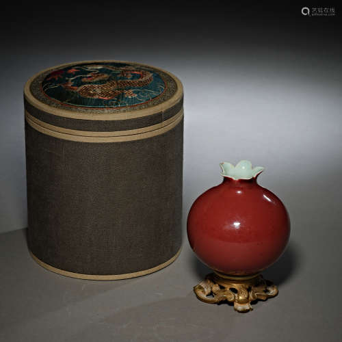 Qing Dynasty of China,Ji-Red Glazed Pomegranate Zun