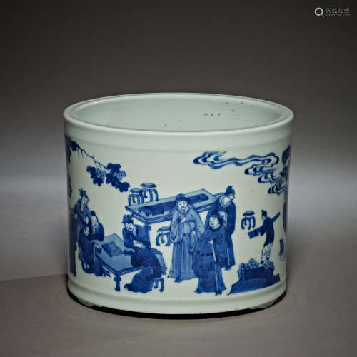 Qing Dynasty of China,Blue and White Character Pen Holder