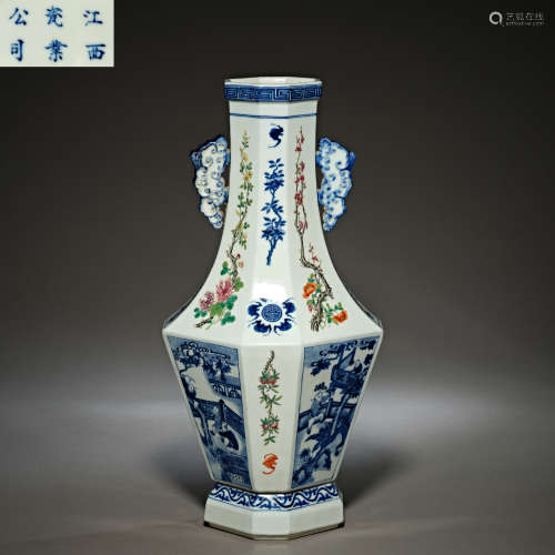 Qing Dynasty of China,Blue and White Famille Rose Flower Bin...