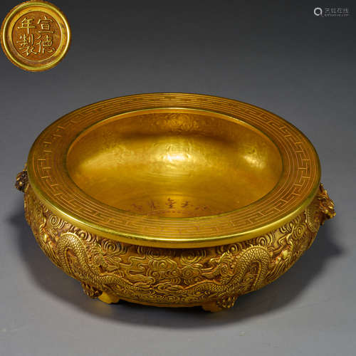 Ming Dynasty of China,Bronze Gilt Furnace