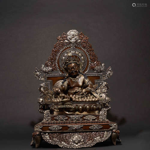 Qing Dynasty of China,Copper Inlaid Silver Buddha Statue