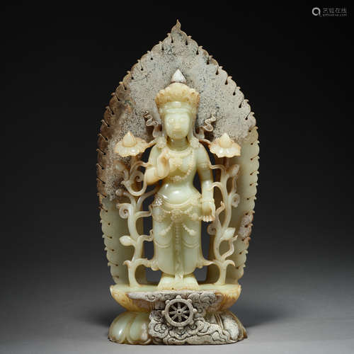 Tang Dynasty of China,Hetian Jade Avalokitesvara Statue