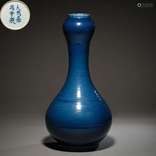 Ming Dynasty of China,Ji-Blue Glaze Garlic Bottle