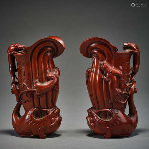 Qing Dynasty of China,Boxwood Chi-Dragon Cup