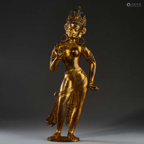 13th and 14th Century, Bronze Gilt Buddha Statue