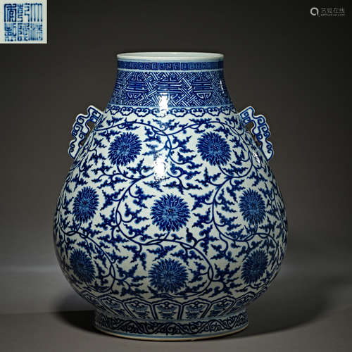 Qing Dynasty of China,Blue and White Flower Zun