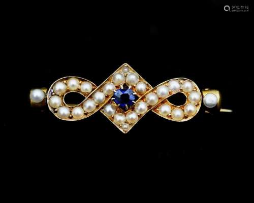 A 14 karat gold brooch, from the mid 19th century, with pear...