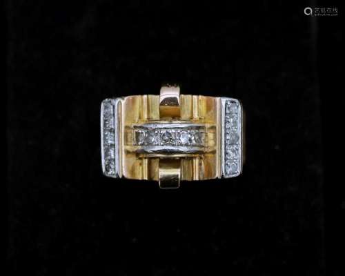 An 14 karat. gold ring from the 1940s/1950s, artdeco so-call...