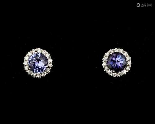 A pair of 18 karat white gold rosette stud earrings, with Ta...