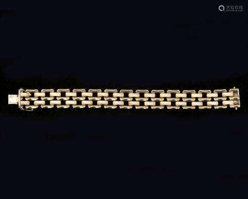 A 14 karat gold three- and two-membered bracelet