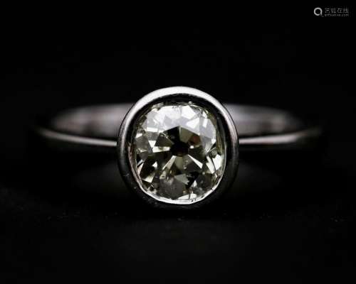 An 18 karat white gold solitaire ring set with a ca. 1.10ct ...