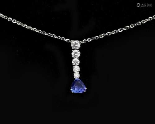 An 18 karat white gold necklace with pendant, set with diamo...