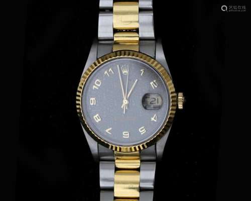 A bi-color unisex Rolex Datejust Oyster Perpetual wristwatch