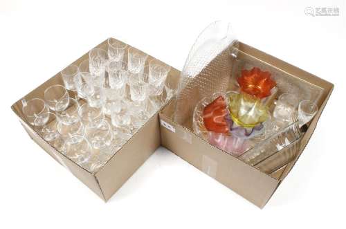 2 boxes of crystal glasses