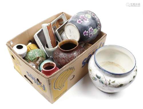 Box with various earthenware