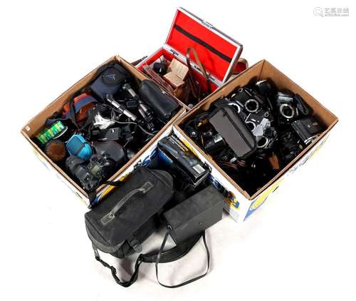 2 boxes with various cameras