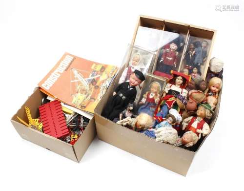 Box Meccano toys and dolls