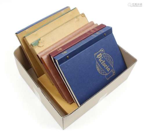 Box with albums with stamps