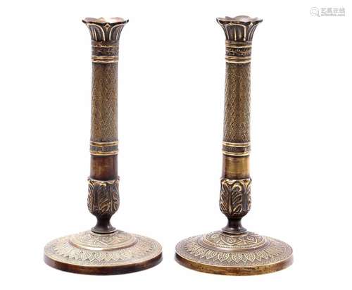 2 bronze ornate candlesticks