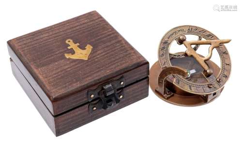 Wooden box with brass compass