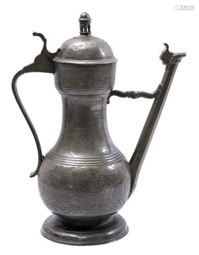 Pewter Jan Steen jug