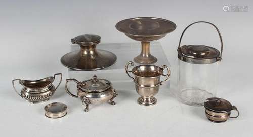 A group of silver items, including a bonbon tazza, Birmingha...