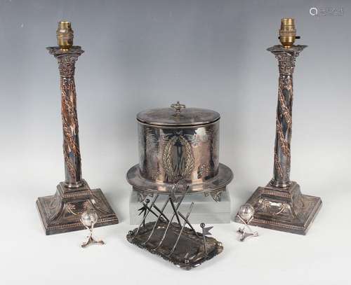 A pair of 19th century plated-on-copper Corinthian column ca...