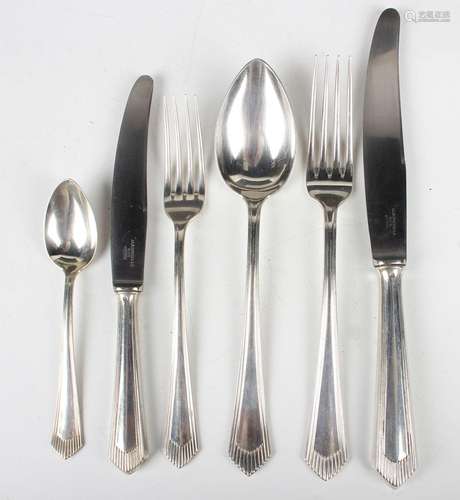 An Art Deco Austrian canteen of .800 silver cutlery with tap...