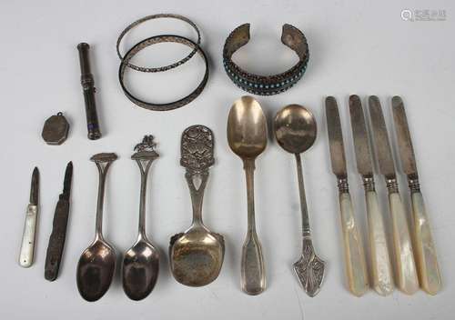 A Swedish .830 silver spoon, the handle with pierced floral ...