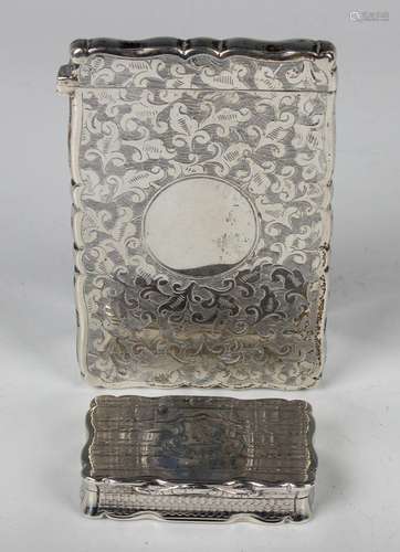 A Victorian silver shaped rectangular engine turned snuff bo...