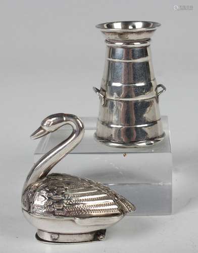 A late Victorian silver novelty pepper caster in the form of...