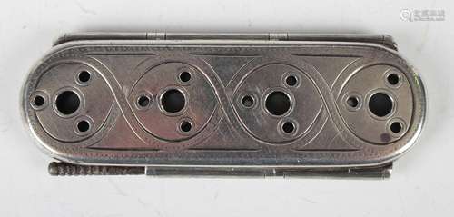 An early Victorian silver hinged rectangular butt marker cas...