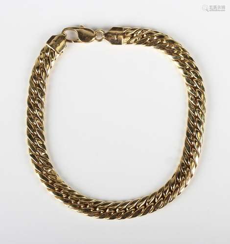 A gold bracelet in a flat curblink design, detailed '750', o...