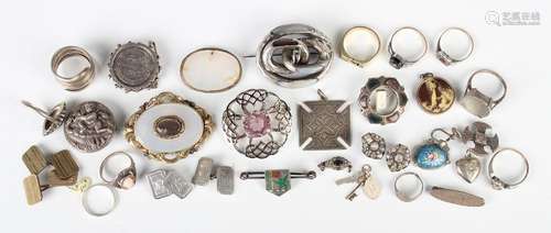 A small group of mostly silver jewellery, including a pair o...