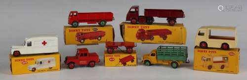 Seven Dinky Toys, comprising No. 420 forward control lorry, ...