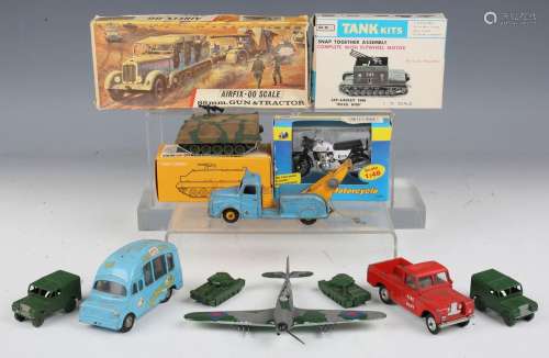 A collection of diecast vehicles, including a Spot-On Land R...