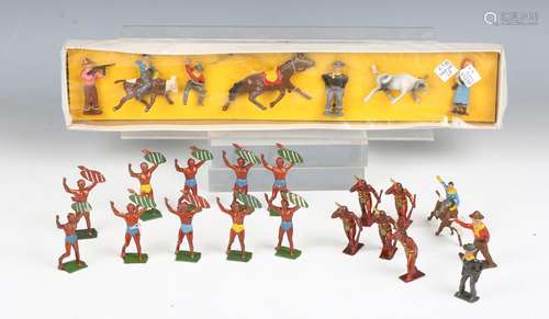 A Crescent Toys lead figure set of cowboys, boxed, together ...